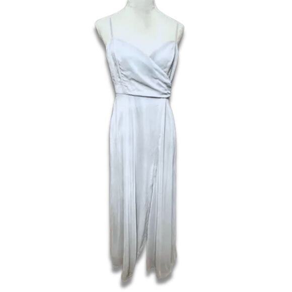 Lovely Maxi Dress Center Slit Adjustable Straps V-Neckline Light Blue W 8 NWOT - Picture 2 of 9